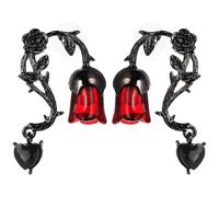 LIFKOME Pendientes Góticos de Rosa Roja Diseño de Espinas Aleación Segura Tamaño Ligero para Mujer y Niña Joyas Vintage para Fiestas y Uso Diario