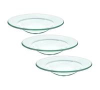 LIFKOME Plato Calentador de Cera Reutilizable de Vidrio Transparente de 12 Cm, 3 Piezas para Lámparas de Aceite y Aromaterapia, Accesorio para Fundidor de Cera en Hogar y Decoración