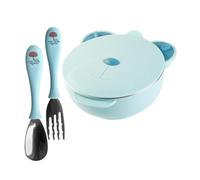 LIFKOME Plato Dibujos De Osos Tazones Para Mantener El Calor Set De Acero Inoxidable Fácil De Agarrar