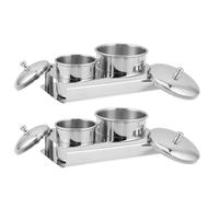 LIFKOME Platos Dappen de Acero Inoxidable para Decoración de Uñas 2 Piezas con Tapa, Recipientes para Monómero y Polvo Acrílico, Cuencos Portátiles para Manicura en Técnicos Móviles y