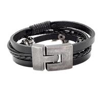 LIFKOME Pulsera de Cuero y Cadena de Aleación Negra Brazalete Elegante y Creativo Diseño de Águila para Hombre para Ocasiones Obsequios y Obsequio
