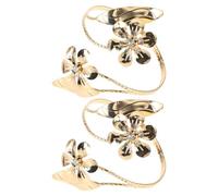 LIFKOME Pulseras de Brazalete de Metal Flores Doradas y Cierre Multifuncional, Conjunto de 2 para Mujer, Accesorio Ajustable para Eventos y Fiestas