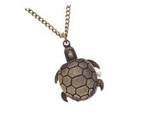 LIFKOME Reloj de Bolsillo Clásico Aleación Durable con Diseño de Tortuga Retro de Cuarzo y Cadena Incluida en Estilo Vintage para Hombre
