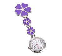 LIFKOME Reloj de Enfermera Colgante Creativo Aleación de Zinc, Diseño Cinco Corazones, Color Púrpura, para Mujer, Uso Profesional en Hospital, Tamaño Mini Elegante