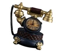 LIFKOME Reloj de Mesa Estilo Retro Teléfono Antiguo, Resina Dorada, Adorno para Oficina y Estantería, Adecuado como Elemento Decorativo y Complemento Fotográfico