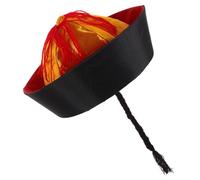 LIFKOME Sombrero Trenzado Tradicional Chino Negro para 10 Años, Gorra Hanfu Histórica con Trenza de Caballo, Accesorio para Disfraz y Actuaciones Teatrales, Sombrero Oriental de Cosplay