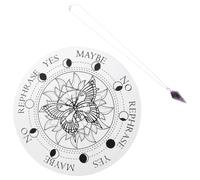 LIFKOME Tablero de Péndulo Blanco de Madera Tallada, Set | Artesanía para Meditación y Adivinación, Mariposas Decorativas, Uso en Casa y Habitación, Estilo Misterioso