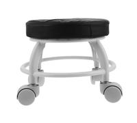 LIFKOME Taburete Giratorio con Ruedas para Pedicura y Belleza Asiento Cómodo Altura para Salones y Talleres Taburete Rodante con Reposapiés Negro