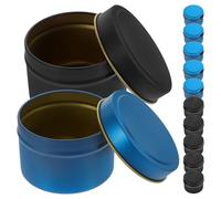 LIFKOME Tarros Metálicos para Velas de Té 4 Oz 24 Unidades 12 Negro Exterior con Interior Dorado 12 Azul Recipientes Vacíos de Hojalata con Tapa Hermética Portavelas para Hacer Velas