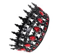 LIFKOME Tiara Barroca para Mujer de Aleación Ligera Gemas de Imitación Negro y Rojo, Diadema Vintage para Boda, Cumpleaños y Disfraces Medievales, Accesorio Elegante y Llamativo