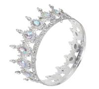 LIFKOME Tiara de Princesa Redonda Grande Gemas de Imitación Plateada Ab para Boda, Fiesta y Cumpleaños, Tocado Ligero para Mujer y Novia, Accesorio Elegante para Ceremonia y Desfile