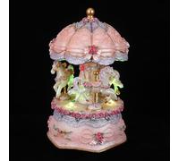 LIFKOME tiovivo Musical para niñas estatuilla Musical de Caballo Vintage Regalos de cumpleaños tiovivo Giratorio con Luces para Mesa navideña Purple