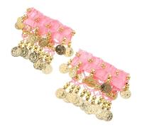 LIFKOME Tobilleras para Danza del Vientre Cascabeles de Aleación Color Rosa Talla Única 2 Piezas Accesorios de Vestuario Escénico y Pulsera de Tobillo Monedas para Presentaciones y