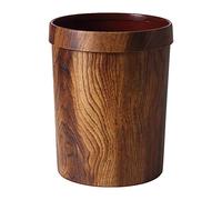 LIFKOME Woodgraining Trash Can Rustic Wastebasket Trash Can Brown Garbage Container Bin for Bedroom Kitchen Office Living Room