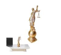 LIFNECESS Decoración de Habitaciones Estatua ciega de la Justicia, Diosa equidad, Escultura Resina, Ley Romana Griega for el hogar Esculturas para el hogar(Gold,Round)