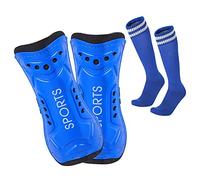 Lifreer Espinilleras de fútbol, 3 tamaños, calcetines de fútbol para niños y niñas, espinilleras para niños (azul) (M)