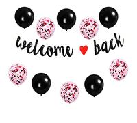 Lifreer Juego de decoración para fiesta familiar con pancarta de bienvenida con globos de látex, decoración para fiesta de regreso a casa para celebrar