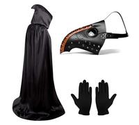 Lifreer Máscara de médico de peste para Halloween, accesorios para disfraz de peste, disfraz de médico de peste, máscara steampunk, máscara de nariz larga, máscara de pico de pájaro con guantes,