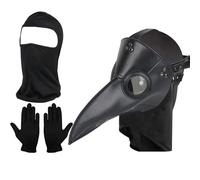 Lifreer Máscara de Médico de Peste, Retro de Pájaro con Nariz Larga, Accesorios Steampunk, Guantes Negros, Cara Completa para Halloween