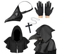 Lifreer Máscara de médicos de peste, disfraz de Halloween para hombres, disfraz de médico de la peste, máscara de pájaro steampunk, máscara para adultos, remaches negros, máscara de Halloween con
