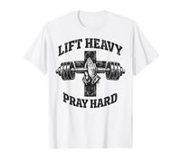 Lift Heavy Pray Hard Christian Workout Gym Apparel Men Camiseta