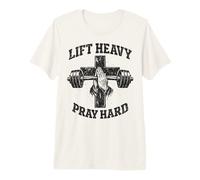 Lift Heavy Pray Hard Christian Workout Gym Apparel Men Camiseta Premium
