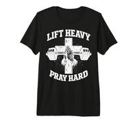 Lift Heavy Pray Hard Christian Workout Gym Apparel Men Camiseta Premium