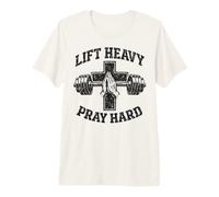 Lift Heavy Pray Hard Christian Workout Gym Apparel Men Camiseta Premium