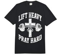 Lift Heavy Pray Hard Christian Workout Gym Apparel Men Comfort Colors Adult Heavyweight T-Shirt
