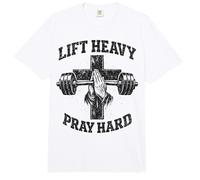 Lift Heavy Pray Hard Christian Workout Gym Apparel Men Comfort Colors Adult Heavyweight T-Shirt