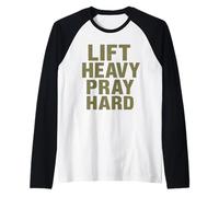 Lift Heavy Pray Hard - Faith Meets Fitness Camiseta Manga Raglan