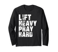 Lift Heavy Pray Hard, Gym Christian Gift for Christian Manga Larga