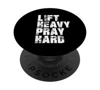 Lift Heavy Pray Hard, Gym Christian Gift for Christian PopSockets PopGrip Adhesivo