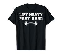 Lift Heavy Pray Hard Gym Christian tee for Christian Men Camiseta
