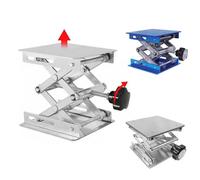 Lift Table 4'x4' Lab Plate Jack Scissor Stand Platform Router Workbench Table Woodworking Lift Laboratory Carpentry Tools (Color : Stainless Steel)