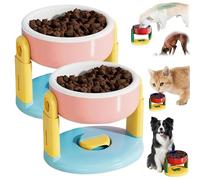 Liftable Suction Cup Pet Bowl, Adjustable Height Food and Water Dish for Cat Dog, Dog Non-Skid & Non-Sill Food and Water Dish, Cat Easy to Clean Durable Design Feeder (Rosa, 2pcs)