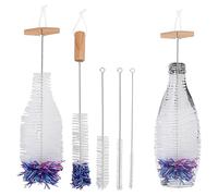 Lifuncren Cepillo de botellas para botellas de cristal, limpiador de botellas, 5 unidades, compatible con botella de vidrio Sodastream, botellas de soda, biberones (blanco)
