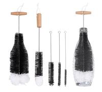 Lifuncren Cepillo de botellas para botellas de cristal, limpiador de botellas, 5 unidades, compatible con botella de vidrio Sodastream, botellas de soda, biberones (negro)