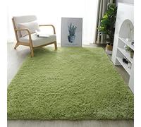 Lifup Alfombra Pelo Largo Mullidas Suaves, Alfombrilla Rectángulo Antideslizante para Salon Dormitorio Pasto Verde 160 x 230 cm