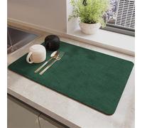 Lifup Alfombrilla Escurreplatos, Alfombrilla Cafetera de Silicona, Tapete De Café Súper Absorbente para Platos, Tazas, Bandeja de Goteo y Encimeras de Cocina Dark Green 30 x 50 cm