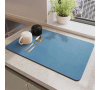 Lifup Alfombrilla Escurreplatos, Alfombrilla Cafetera de Silicona, Tapete De Café Súper Absorbente para Platos, Tazas, Bandeja de Goteo y Encimeras de Cocina Blue 40 x 50 cm