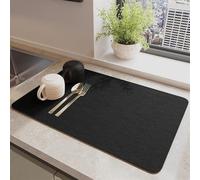 Lifup Alfombrilla Escurreplatos, Alfombrilla Cafetera de Silicona, Tapete De Café Súper Absorbente para Platos, Tazas, Bandeja de Goteo y Encimeras de Cocina Black 50 x 80 cm
