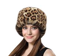 Lifup Mujer Sombrero de Piel Sintética Gorra Estilo de Rusia Invierno Cálido Gorro para Esquí Leopardo 3