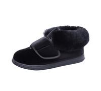Lifup Zapatillas Diabéticos Felpa Suave Ajustables Ortopédico Zapatos Antideslizantes Pantuflas Negro 40.5