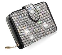 LIFUTOPIA Billetera pequeña con diamantes de imitación brillantes para mujer, cartera de mano con diamantes artificiales, monedero, tarjeta de crédito, identificación, monedero con cremallera, Bling