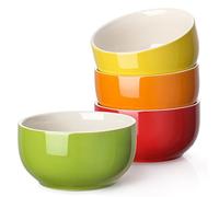LIFVER Cuenco Cereal de Porcelana 600 ml, Juego de 4 Tazones de Desayuno de Cerámica, Cuencos Aperitivos Colores para Postre, Ensalada, Pasta y Ramen, Apto para Lavavajillas, Microondas y Horno