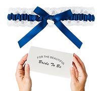 Liga de Novia - Jarretera Cinturón Eelástica para Boda - Accesorio para Novias con Detalles Azules