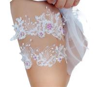 liga novia Liga de boda decoración vestido pierna anillo medias ligas novia Sexy encaje mujeres calcetines muslo perla(Light purple,52-90cm 20.5-35.5in)