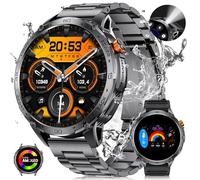 LIGE 1.75" Grande Pantalla AMOLED Reloj Inteligente Hombre con LED Linterna, Exterior Militar Smartwatch para Android iOS, 100+ Deportes, IP68, 200+ Watch Face, Llamadas, Correa Metálica Negra