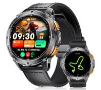 LIGE GPS Integrado Reloj Inteligente Hombre, 1.43" AMOLED Smartwatch con LED Linterna para Android & iOS, Resistente al Agua 5ATM, 300+ Esfera, Brújula/Altímetro, 170+ Sports, Negro Grafito
